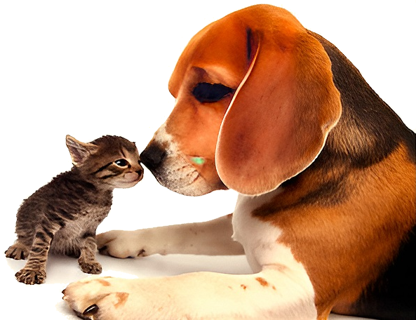 Dog with kitten